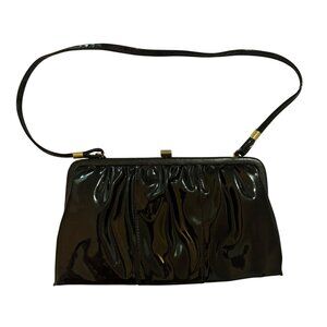 Vintage Black Black Patent Leather Clutch Purse
